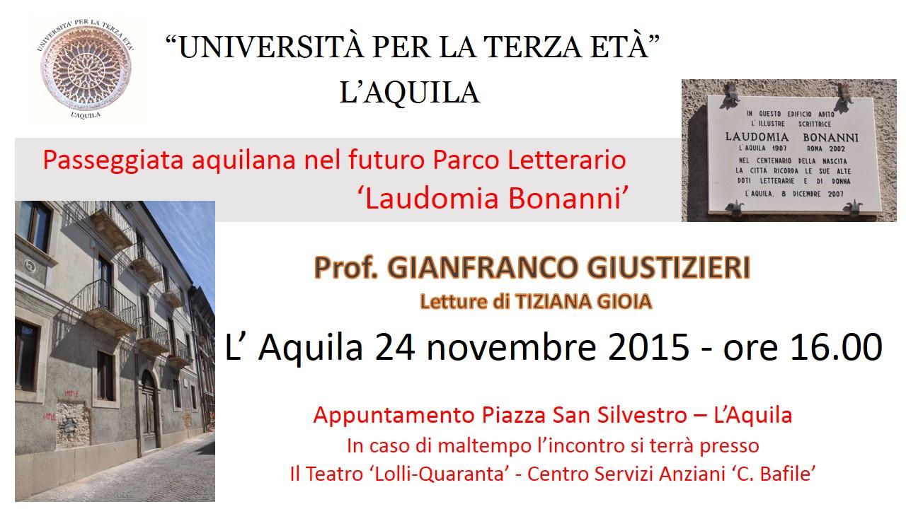 L’Aquila: Università per la Terza:  passeggiata nel futuro “Parco letterario Laudomia Bonanni”