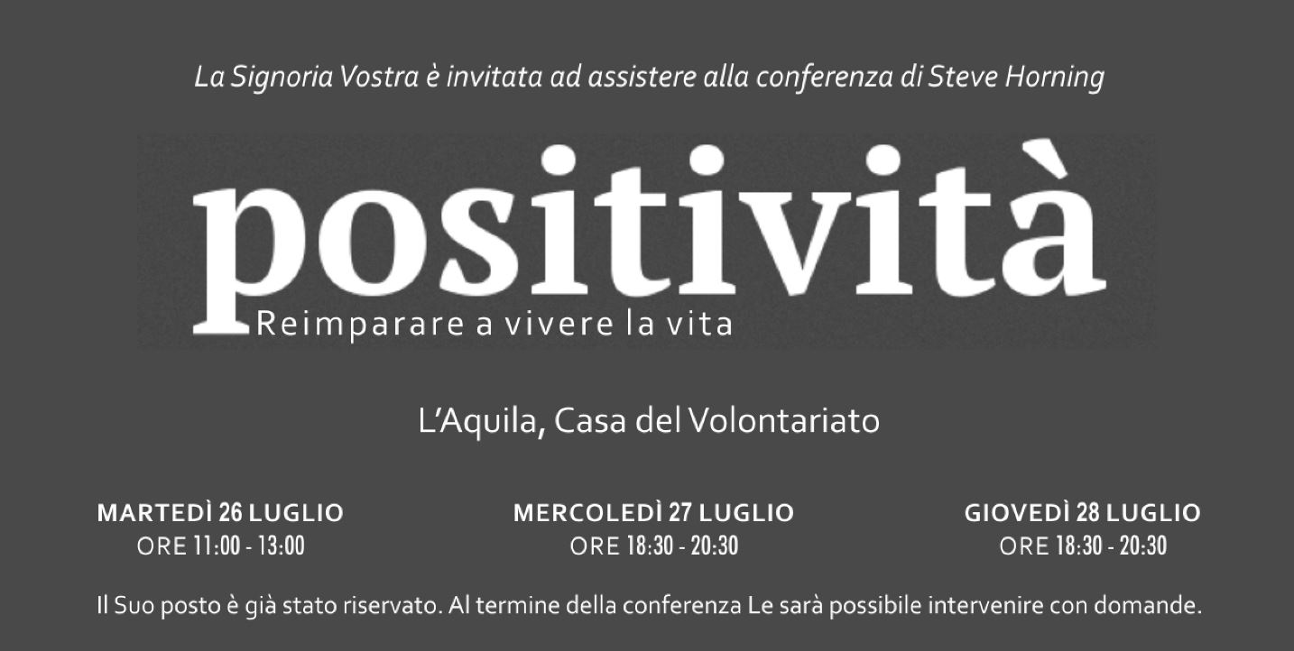 Chiesa Battista L’Aquila: da oggi la 3 giorni di “Positivita’”