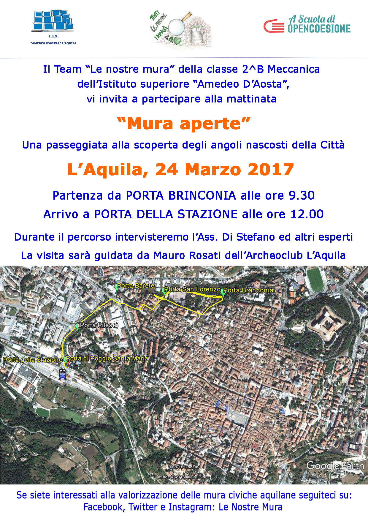 “Mura Aperte”, una passeggiata alla scoperta delle mura urbiche dell’Aquila