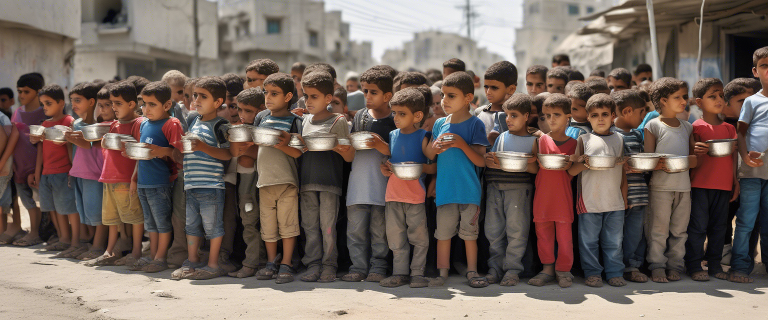 Gaza: minori in fila per accedere agli aiuti alimentari