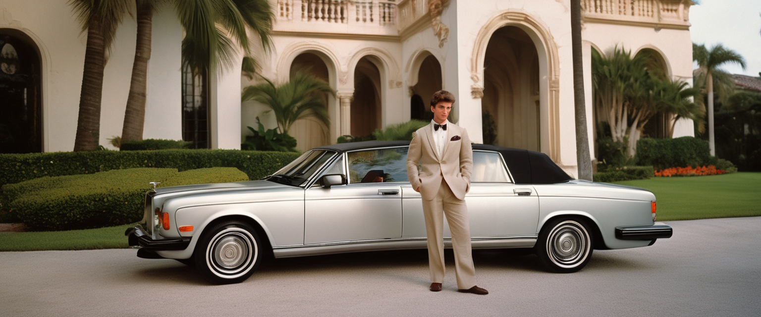 Donald Trump condivide uno scatto d’epoca insieme alla sua Rolls Royce a Mar-a-Lago