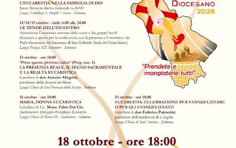Sulmona ospita il Congresso Eucaristico Diocesano con diretta RAI 1