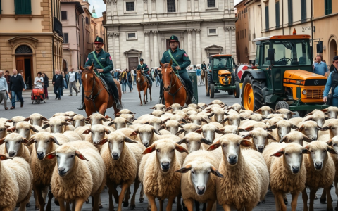 L’Aquila: la transumanza apre il Villaggio Coldiretti in Piazza Duomo